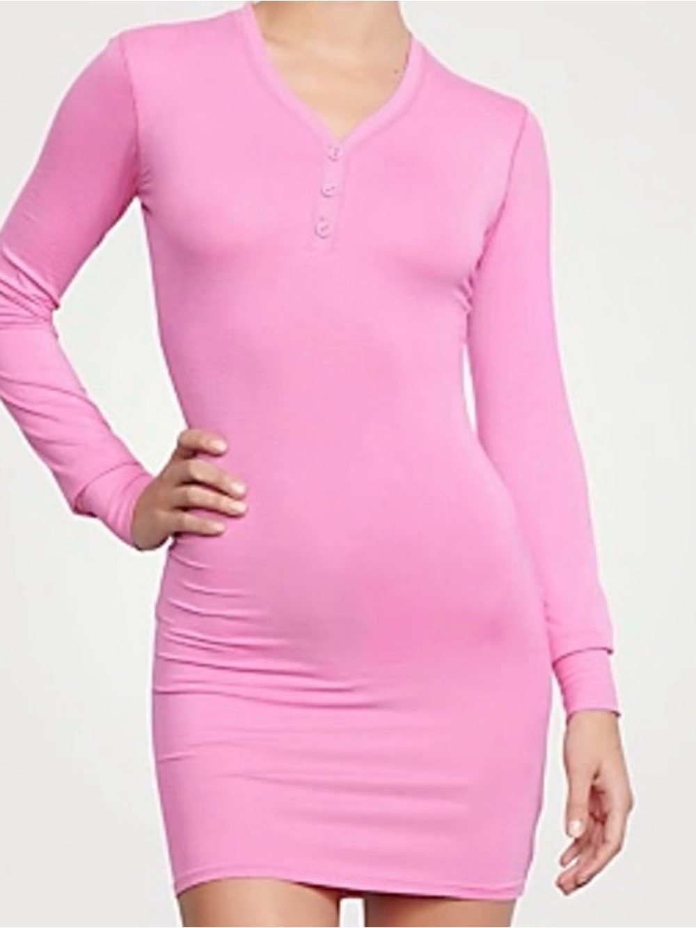 SKIMS BUBBLEGUM SLEEP HENLEY DRESS I LARGE I NEW